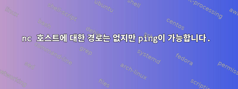 nc 호스트에 대한 경로는 없지만 ping이 가능합니다.