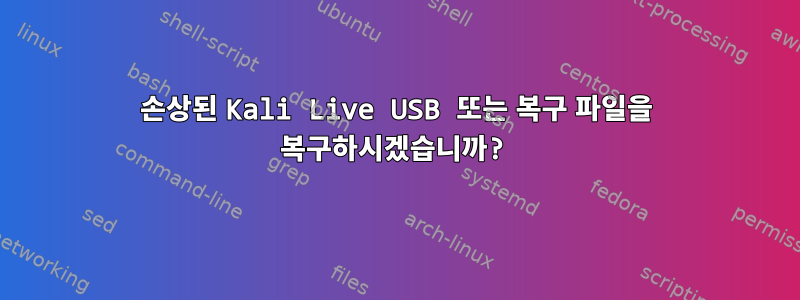 손상된 Kali Live USB 또는 복구 파일을 복구하시겠습니까?