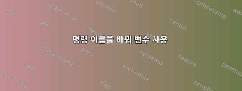 명령 이름을 바꿔 변수 사용