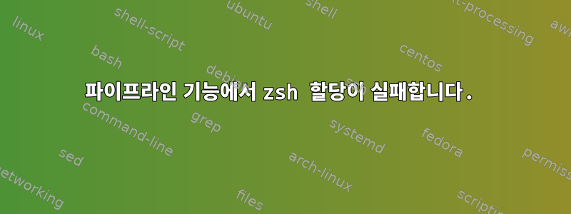 파이프라인 기능에서 zsh 할당이 실패합니다.