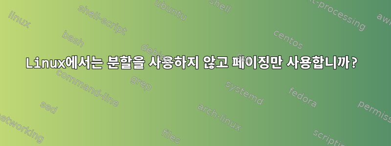 Linux에서는 분할을 사용하지 않고 페이징만 사용합니까?