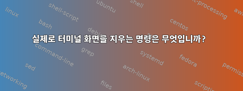 실제로 터미널 화면을 지우는 명령은 무엇입니까?