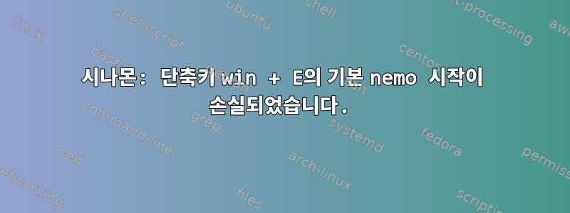 시나몬: 단축키 win + E의 기본 nemo 시작이 손실되었습니다.