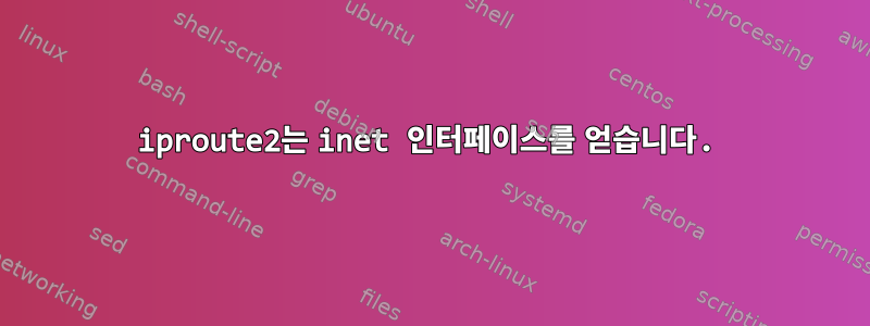 iproute2는 inet 인터페이스를 얻습니다.