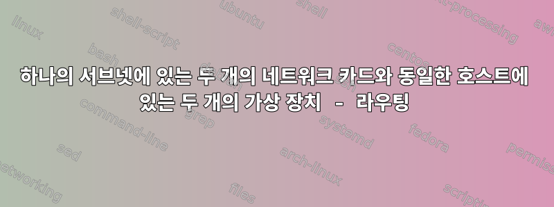 하나의 서브넷에 있는 두 개의 네트워크 카드와 동일한 호스트에 있는 두 개의 가상 장치 - 라우팅