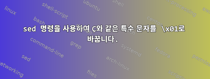 sed 명령을 사용하여 Ç와 같은 특수 문자를 \x01로 바꿉니다.