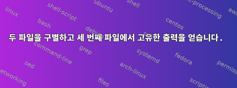 두 파일을 구별하고 세 번째 파일에서 고유한 출력을 얻습니다.