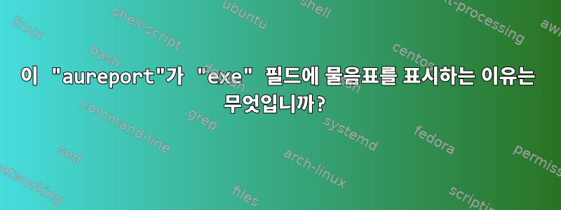 이 "aureport"가 "exe" 필드에 물음표를 표시하는 이유는 무엇입니까?