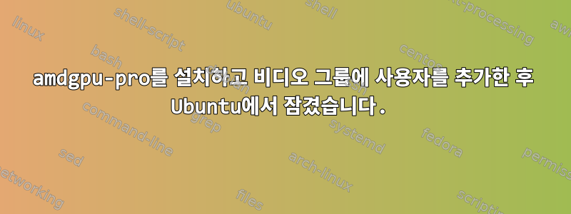 amdgpu-pro를 설치하고 비디오 그룹에 사용자를 추가한 후 Ubuntu에서 잠겼습니다.