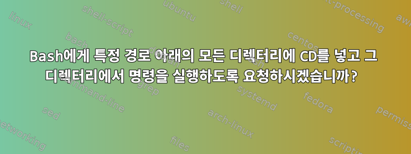 Bash에게 특정 경로 아래의 모든 디렉터리에 CD를 넣고 그 디렉터리에서 명령을 실행하도록 요청하시겠습니까?