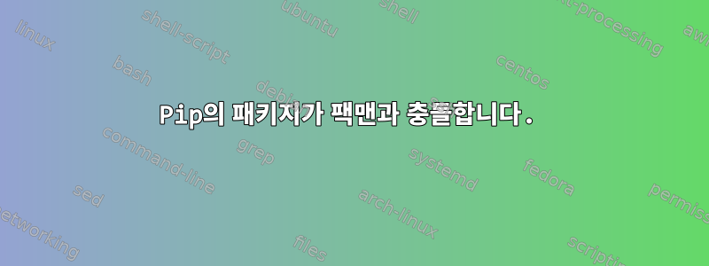 Pip의 패키지가 팩맨과 충돌합니다.