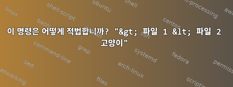 이 명령은 어떻게 적법합니까? "&gt; 파일 1 &lt; 파일 2 고양이"