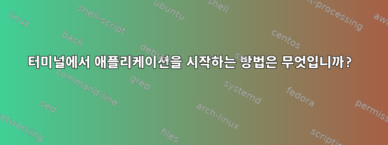 터미널에서 애플리케이션을 시작하는 방법은 무엇입니까?