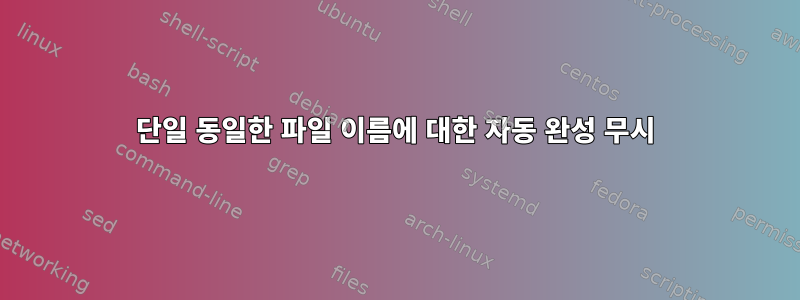 단일 동일한 파일 이름에 대한 자동 완성 무시