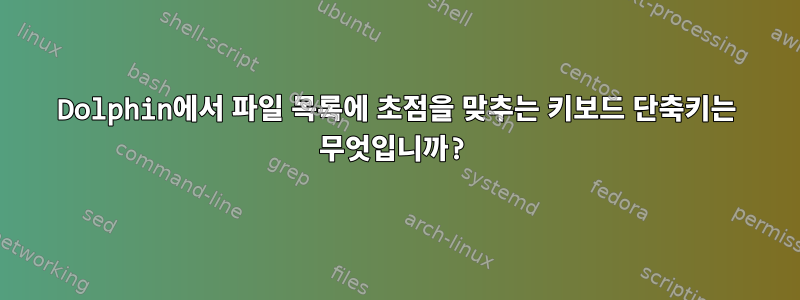 Dolphin에서 파일 목록에 초점을 맞추는 키보드 단축키는 무엇입니까?