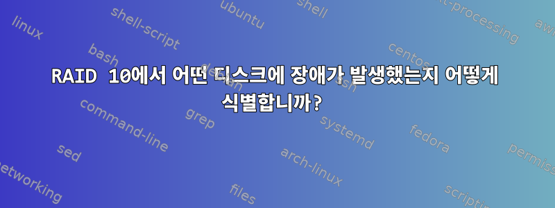 RAID 10에서 어떤 디스크에 장애가 발생했는지 어떻게 식별합니까?