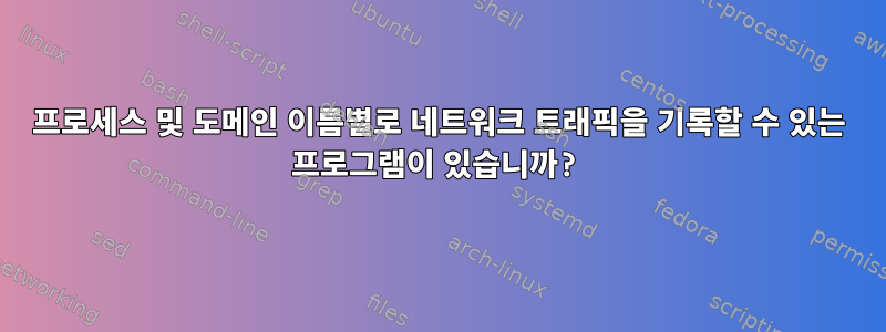 프로세스 및 도메인 이름별로 네트워크 트래픽을 기록할 수 있는 프로그램이 있습니까?