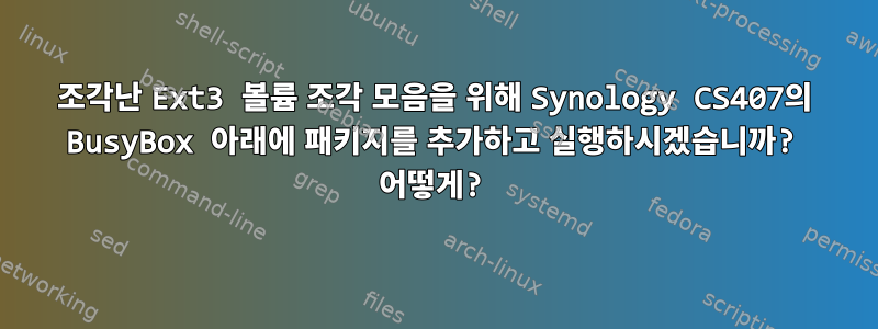 조각난 Ext3 볼륨 조각 모음을 위해 Synology CS407의 BusyBox 아래에 패키지를 추가하고 실행하시겠습니까? 어떻게?