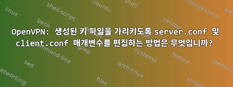 OpenVPN: 생성된 키 파일을 가리키도록 server.conf 및 client.conf 매개변수를 편집하는 방법은 무엇입니까?