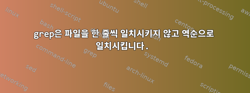 grep은 파일을 한 줄씩 일치시키지 않고 역순으로 일치시킵니다.