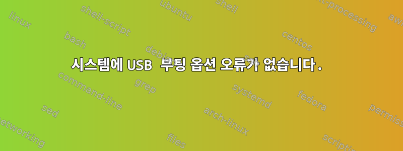 시스템에 USB 부팅 옵션 오류가 없습니다.