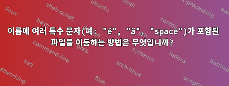 이름에 여러 특수 문자(예: "é", "ä", "space")가 포함된 파일을 이동하는 방법은 무엇입니까?