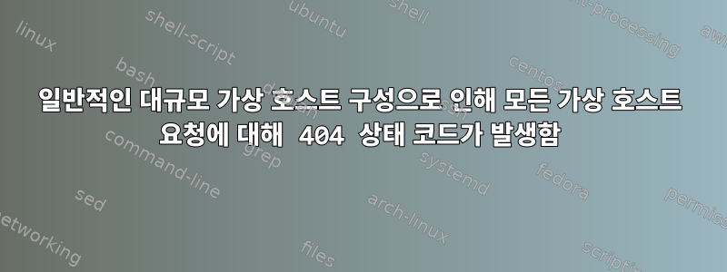 일반적인 대규모 가상 호스트 구성으로 인해 모든 가상 호스트 요청에 대해 404 상태 코드가 발생함