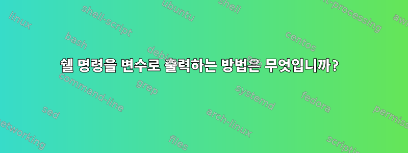 쉘 명령을 변수로 출력하는 방법은 무엇입니까?