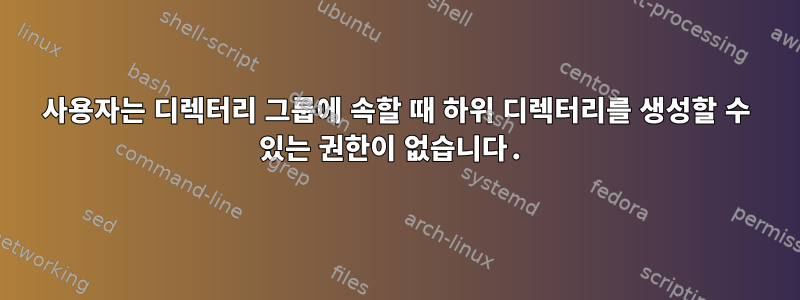 사용자는 디렉터리 그룹에 속할 때 하위 디렉터리를 생성할 수 있는 권한이 없습니다.