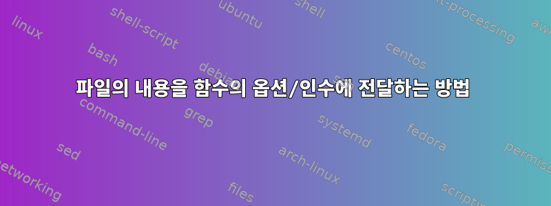 파일의 내용을 함수의 옵션/인수에 전달하는 방법