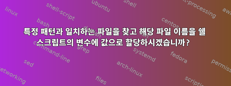 특정 패턴과 일치하는 파일을 찾고 해당 파일 이름을 쉘 스크립트의 변수에 값으로 할당하시겠습니까?