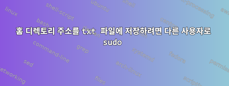 홈 디렉토리 주소를 txt 파일에 저장하려면 다른 사용자로 sudo