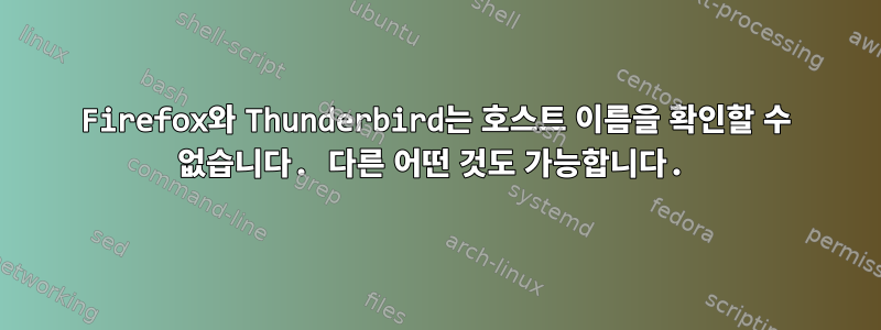 Firefox와 Thunderbird는 호스트 이름을 확인할 수 없습니다. 다른 어떤 것도 가능합니다.