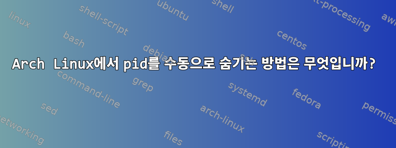 Arch Linux에서 pid를 수동으로 숨기는 방법은 무엇입니까?