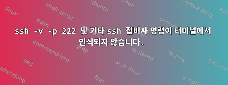 ssh -v -p 222 및 기타 ssh 접미사 명령이 터미널에서 인식되지 않습니다.