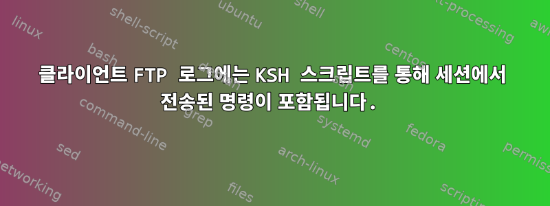 클라이언트 FTP 로그에는 KSH 스크립트를 통해 세션에서 전송된 명령이 포함됩니다.