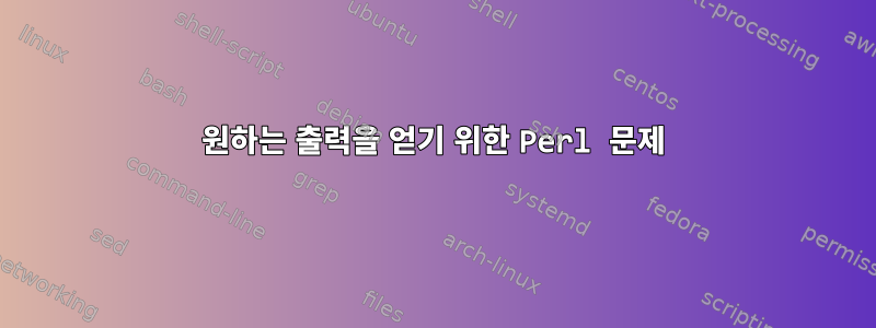 원하는 출력을 얻기 위한 Perl 문제