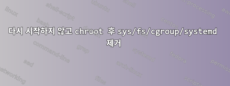 다시 시작하지 않고 chroot 후 sys/fs/cgroup/systemd 제거