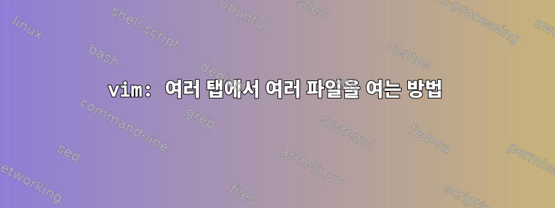 vim: 여러 탭에서 여러 파일을 여는 방법