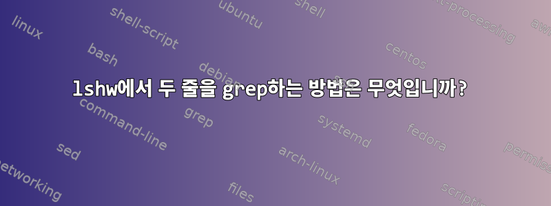 lshw에서 두 줄을 grep하는 방법은 무엇입니까?