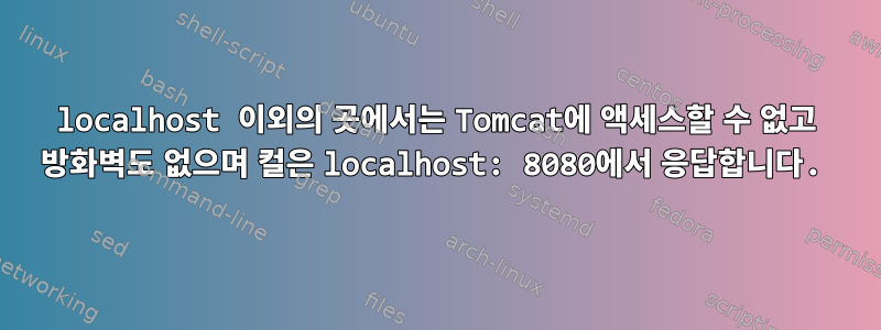 localhost 이외의 곳에서는 Tomcat에 액세스할 수 없고 방화벽도 없으며 컬은 localhost: 8080에서 응답합니다.