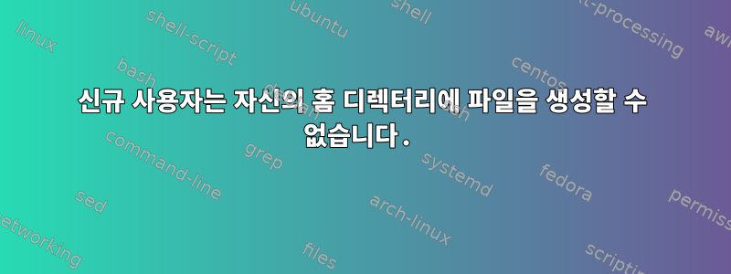 신규 사용자는 자신의 홈 디렉터리에 파일을 생성할 수 없습니다.