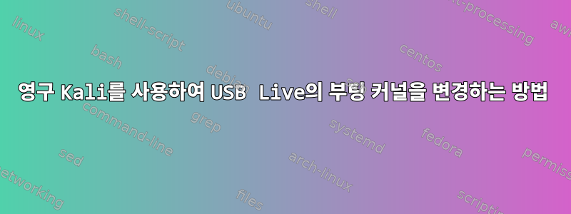 영구 Kali를 사용하여 USB Live의 부팅 커널을 변경하는 방법