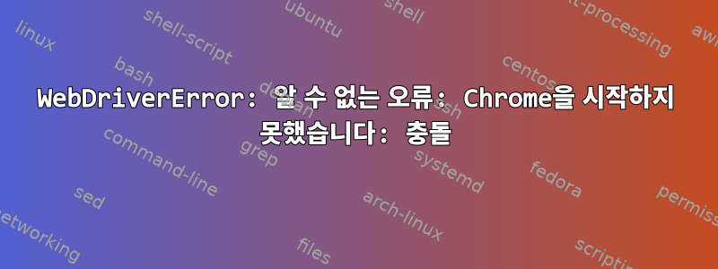 WebDriverError: 알 수 없는 오류: Chrome을 시작하지 못했습니다: 충돌