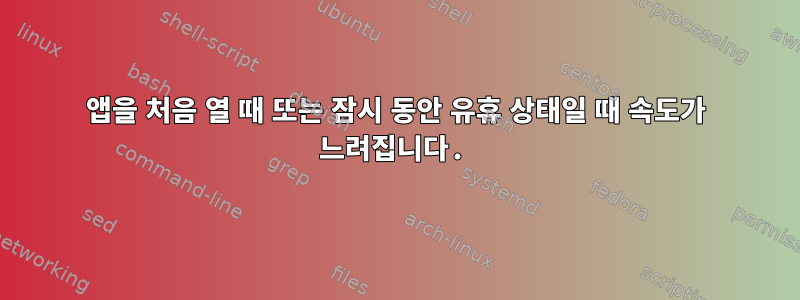 앱을 처음 열 때 또는 잠시 동안 유휴 상태일 때 속도가 느려집니다.