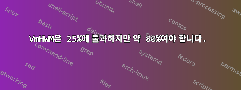 VmHWM은 25%에 불과하지만 약 80%여야 합니다.