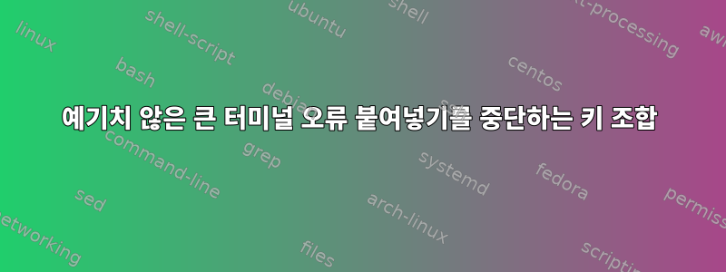 예기치 않은 큰 터미널 오류 붙여넣기를 중단하는 키 조합