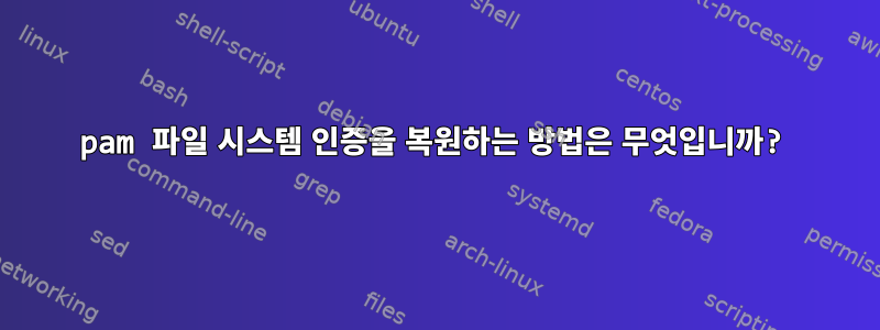 pam 파일 시스템 인증을 복원하는 방법은 무엇입니까?