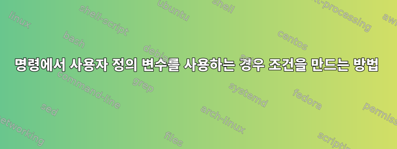 명령에서 사용자 정의 변수를 사용하는 경우 조건을 만드는 방법