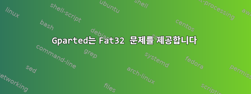 Gparted는 Fat32 문제를 제공합니다